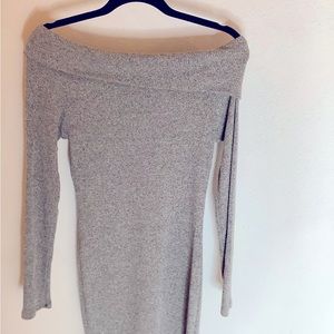 Light grey off the shoulder dress